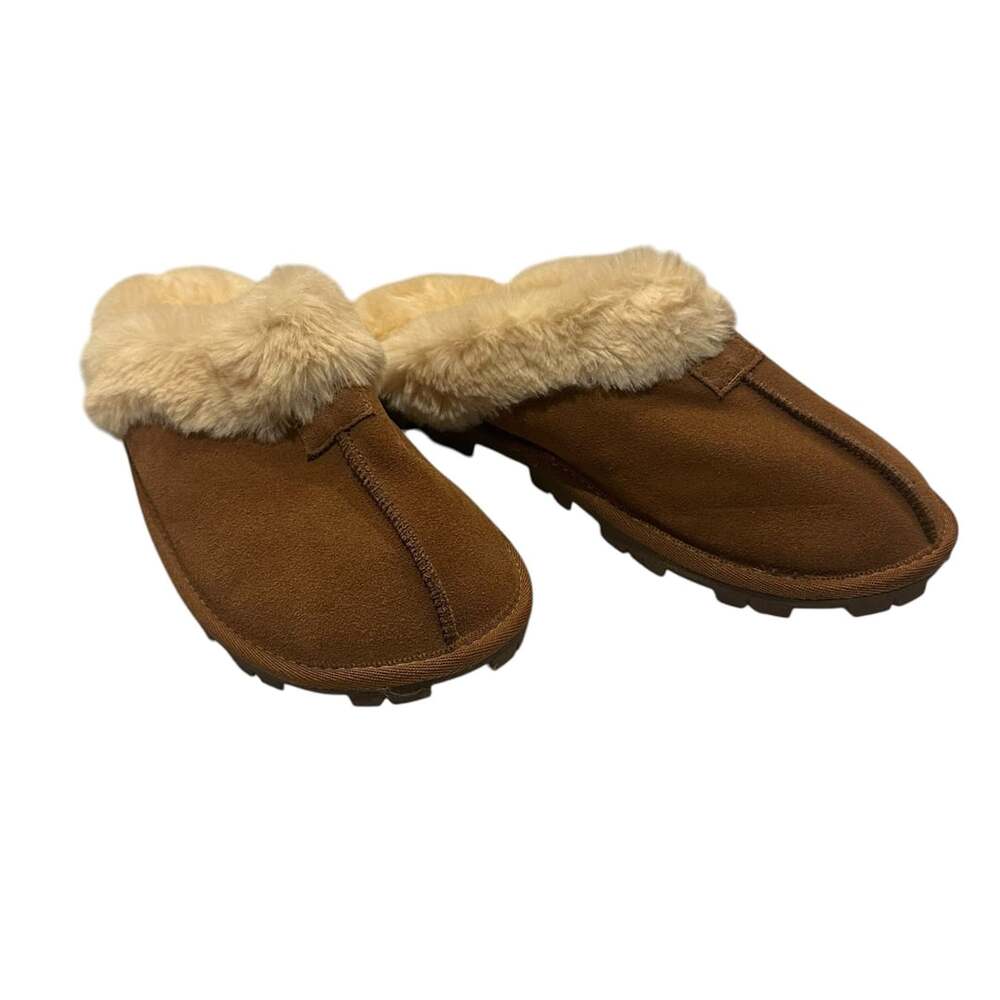Secret Treasures Suede Clog Slipper Brown Fur Lined Size 7-8